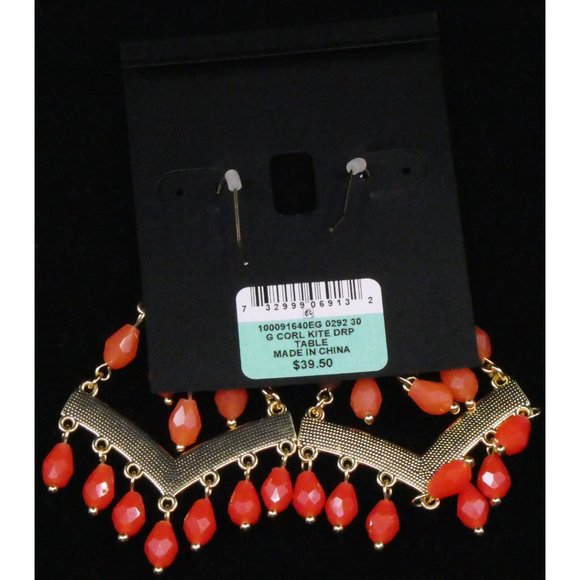 New Inc Gold-Tone Beaded Kite Drop Earrings - Picture 3 of 3